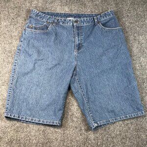 Kim Rogers Woman 16W Denim Bermuda Shorts Blue Embroidered Pockets